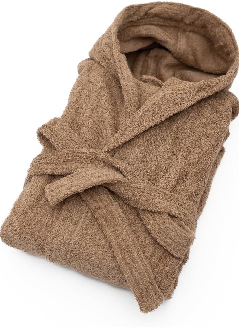 Cotton Plain Bathrobe Brown