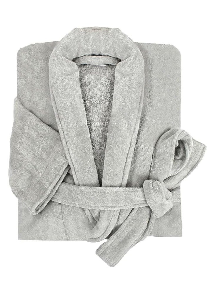 Cotton Plain Bathrobe Grey