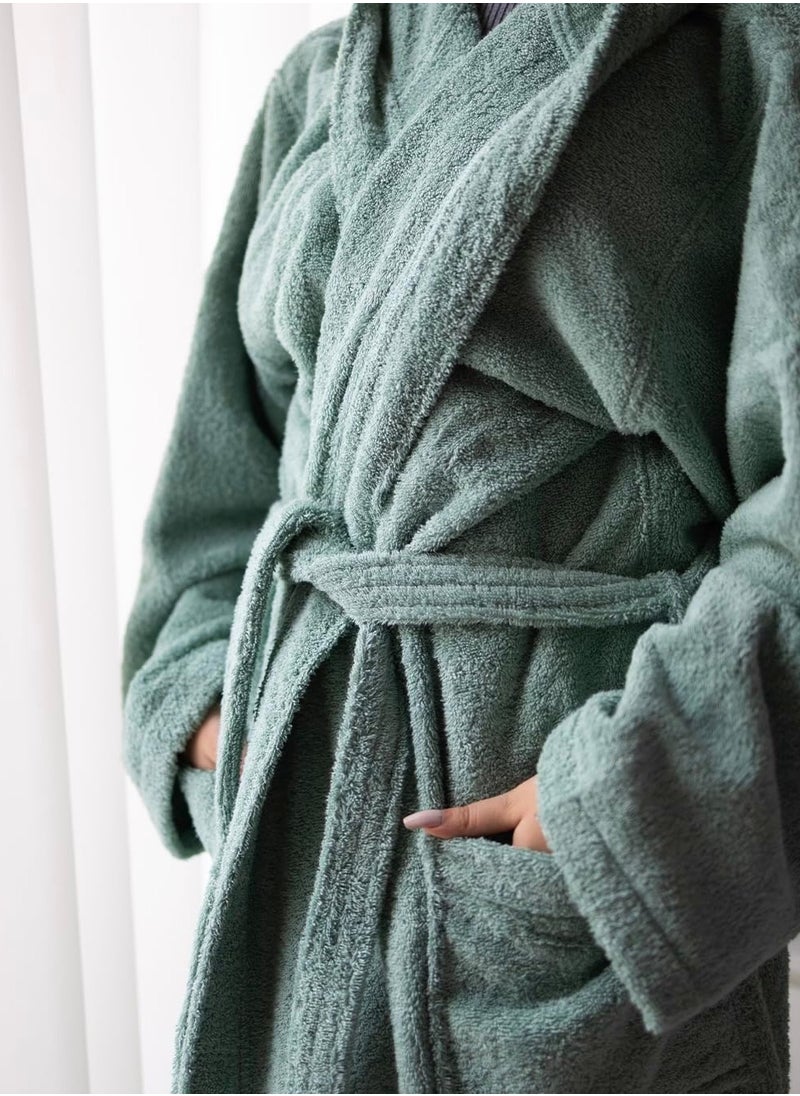 Cotton Plain Bathrobe Green