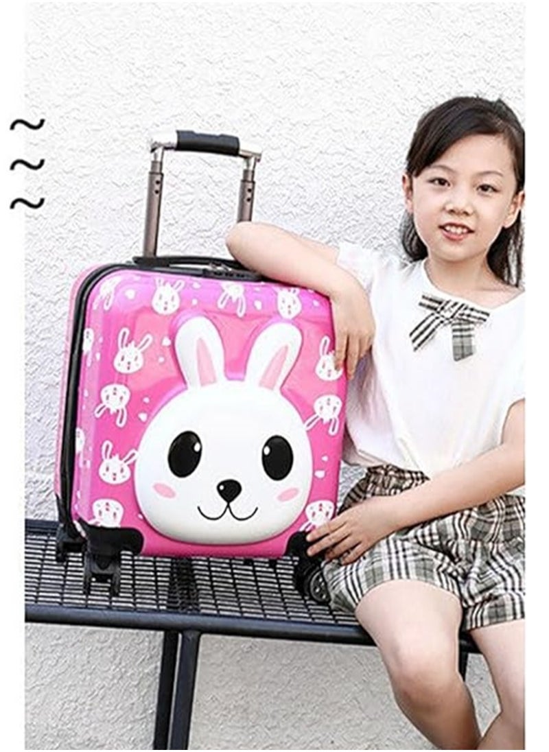 20 Inch Kids Luggage Children Carry On Rolling Suitcase Cartoon Rabbit Trolley Case for Girls Travel and School Pink