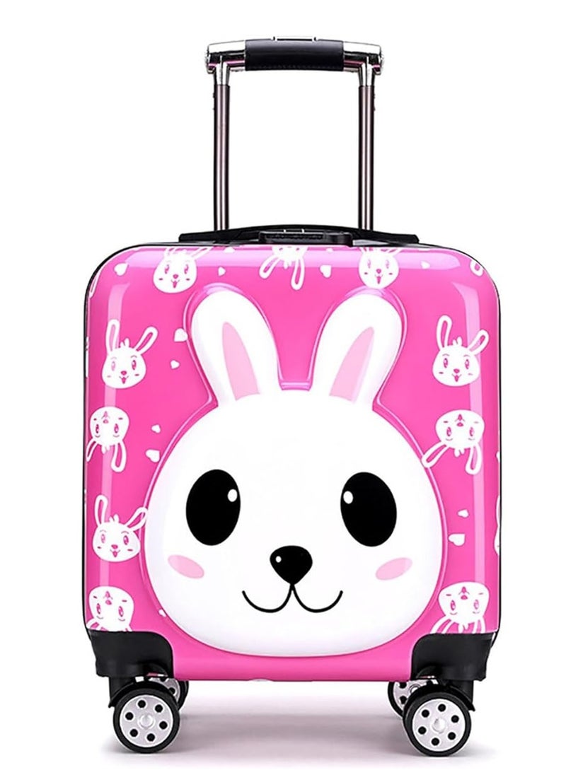 20 Inch Kids Luggage Children Carry On Rolling Suitcase Cartoon Rabbit Trolley Case for Girls Travel and School Pink