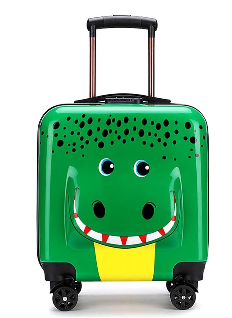 20 Inch Kids Luggage Children Carry On Rolling Suitcase Cartoon Crocodile Trolley Case for Girls Travel and School Green