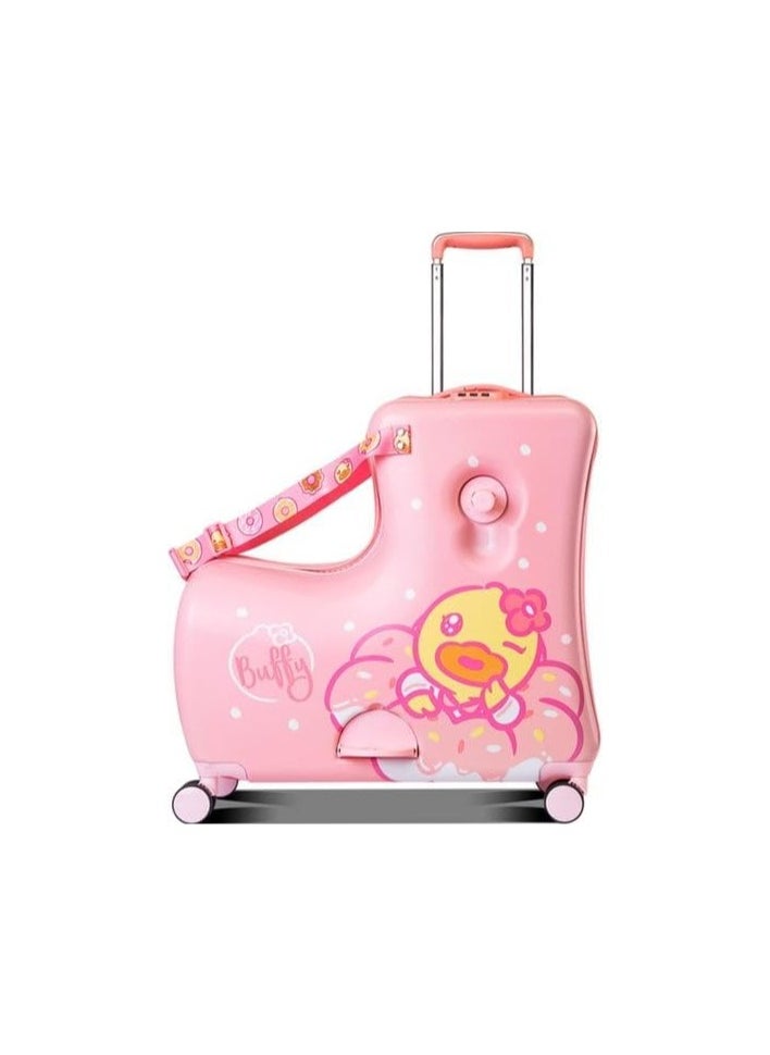 Kids Ride-On Suitcase Children Trolley Hard Shell Carry On Luggage,Travel Suitcase With Safety