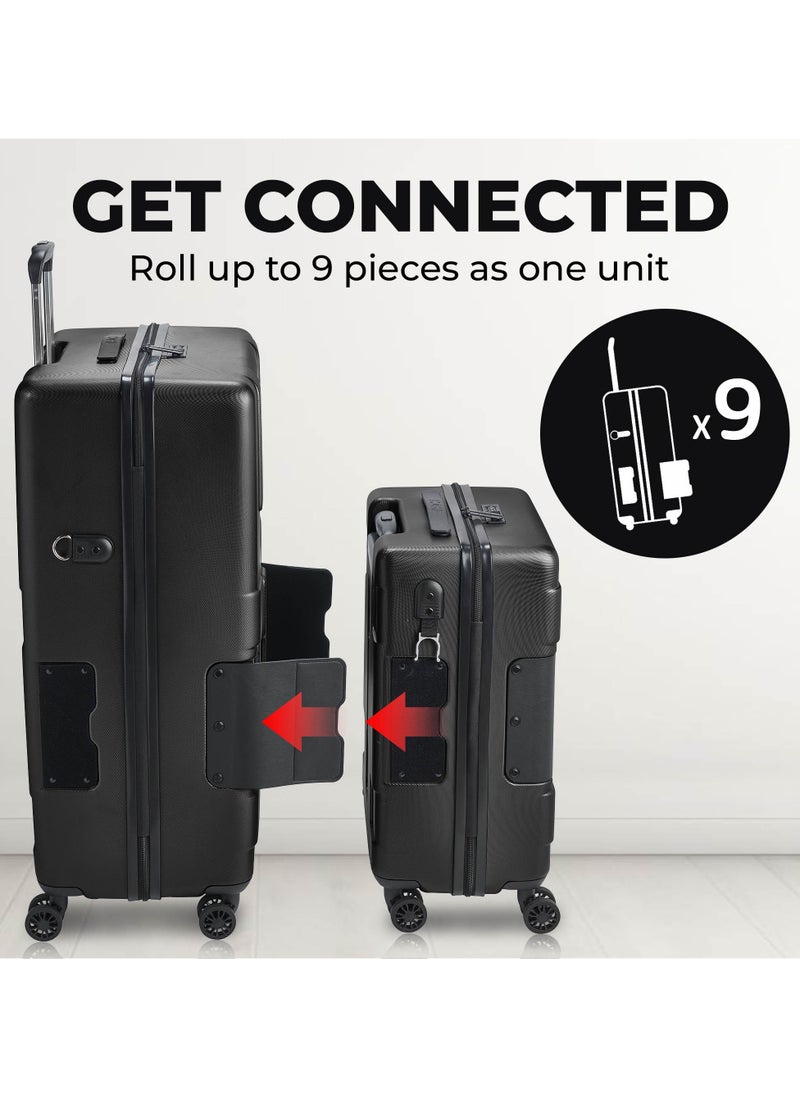 TACH Connectable Luggage, 2pc Set, Hard Shell, Large + Carry-on, TSA Approved Locks, Black