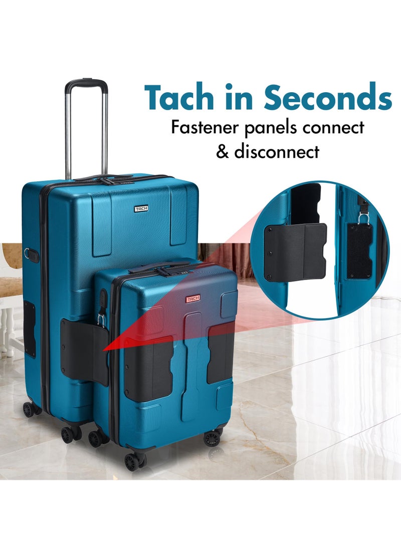 TACH Connectable Luggage, 2pc Set, Hard Shell, Large + Carry-on, TSA Approved Locks, Sky Blue