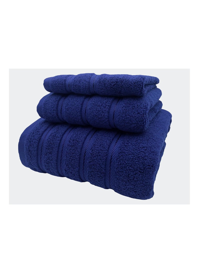 Luxury Bath Towel Set100% Cotton High Water Absorption Thickened Soft and Durable Hotel Bathroom Towels Sports Beach Spa Daily Household Size 2 (70 * 140cm) 2 (35 * 75cm) 2 (34 * 34cm) (Navy blue)