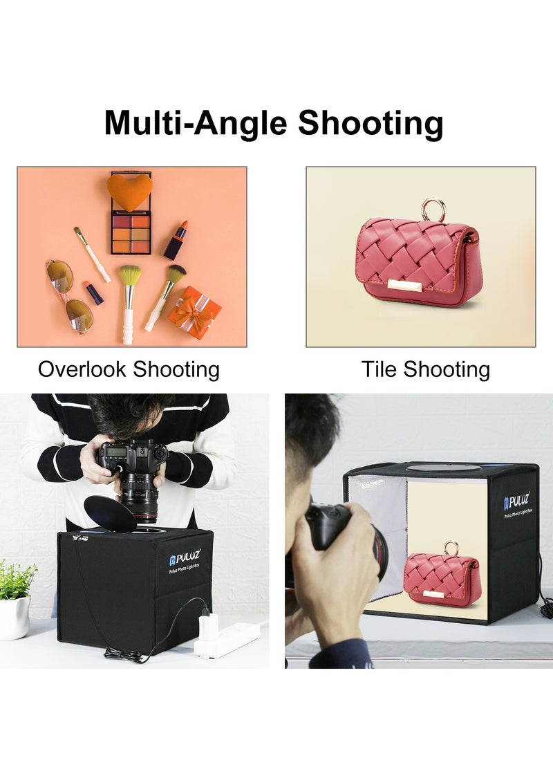 9.8Inch/25CM Photo Studio Box,  Mini Folding Lightbox LED Ring Light Portable Photo Studio Photography Shooting Tent Box Kit 12 Colors Backdrops USB Light Box for Phones DSLR Camera