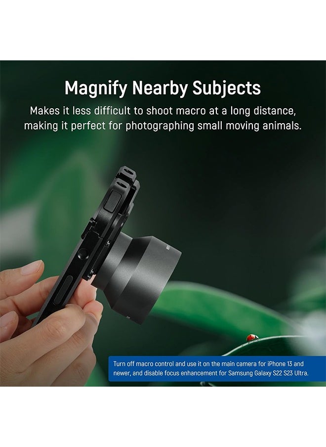 NEEWER HD 105mm macro lens is only suitable for 17mm threaded back plate, compatible with SmallRig NEEWER iPhone Samsung mobile phone cage case, comes with 17mm lens adapter, 46mm front thread, LS-26