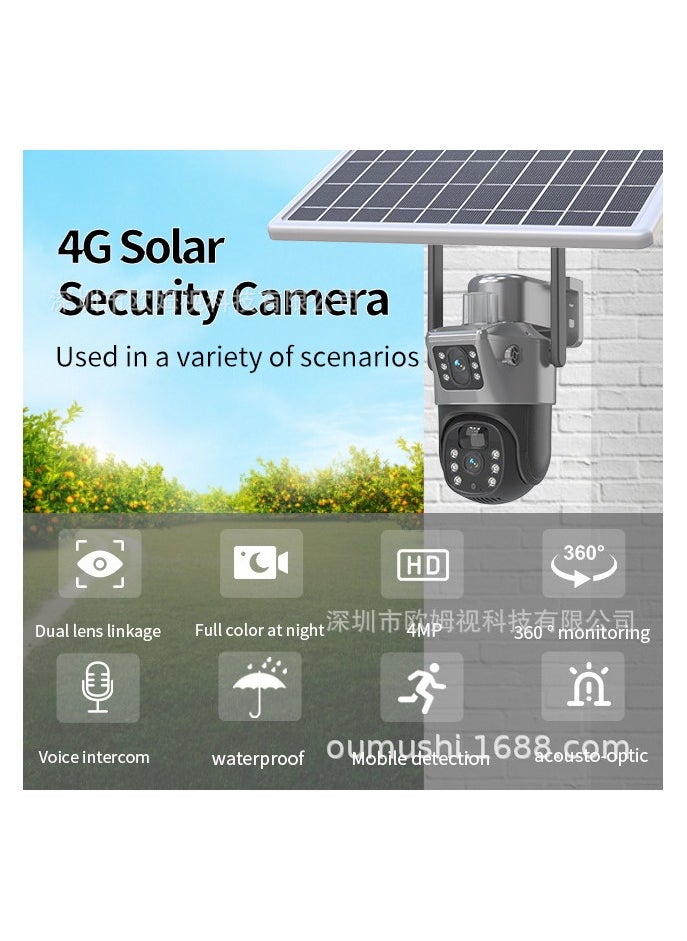 Dual Screen Solar Cell Phone 4G Surveillance Camera Solarcctv Night Vision Full Color HD WIFI