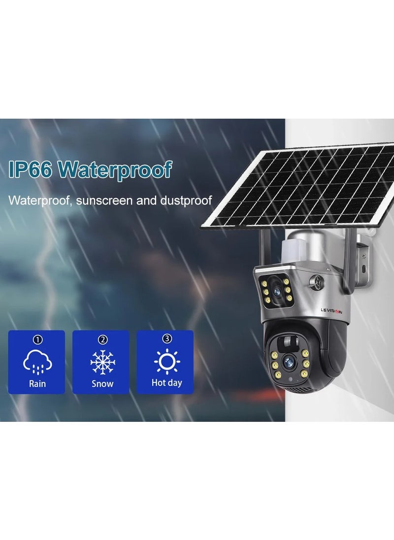 Dual Screen Solar Cell Phone 4G Surveillance Camera Solarcctv Night Vision Full Color HD WIFI