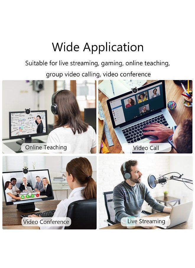 1080P Webcam with Microphone, USB 2.0 Desktop Laptop Computer USB Camera Plug and Play, for Video Streaming, Conference, Gaming, Online Teaching