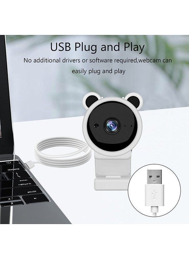 1080P Webcam with Microphone, USB 2.0 Desktop Laptop Computer USB Camera Plug and Play, for Video Streaming, Conference, Gaming, Online Teaching