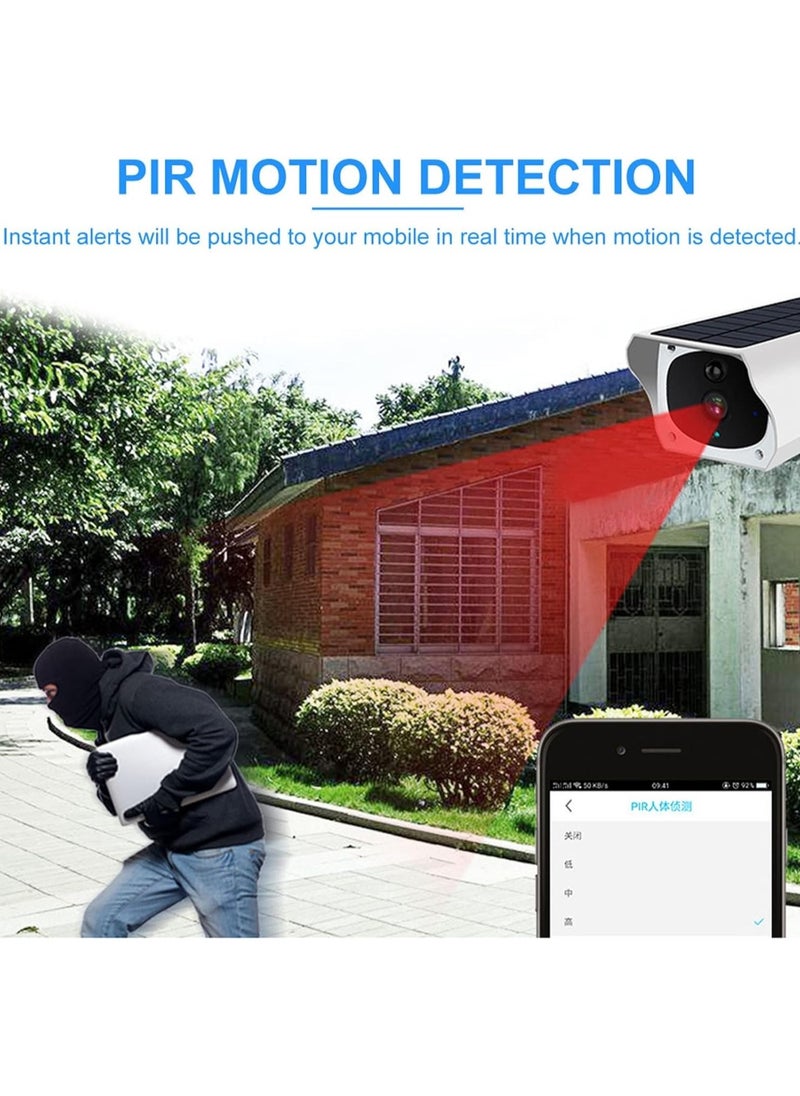 Solar Security Camera Wireless Outdoor 1080p HD Smart WiFi Surveillance with Motion Detection for Home Security