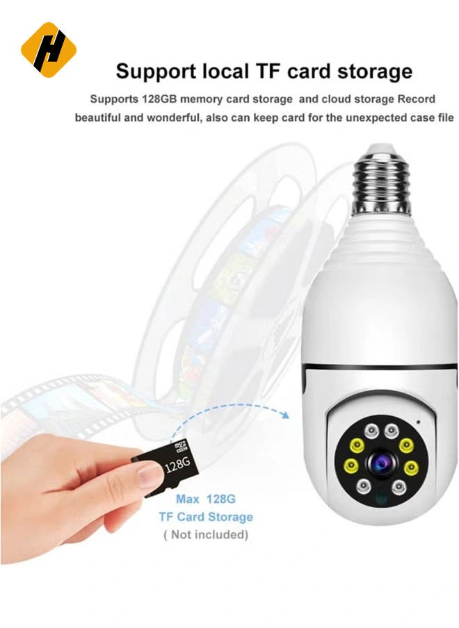 1080P Wireless Tovnet Wifi Pan/Tilt Light Bulb Security Camera, 360 Degrees 3.0MP Cam Home Surveillance CCTV Panoramic IP Camera, with Night Vision