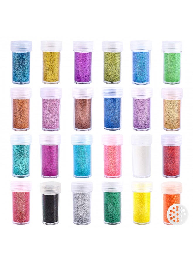 Extra Fine Glitter, Set of24 Colors Body Cosmetic Glitter, Nail Arts Face Hair Eye Lip Gloss Makeup Glitter, Slime,Tumbler and Epoxy Resin Crafts Loose Glitter Powder Shaker