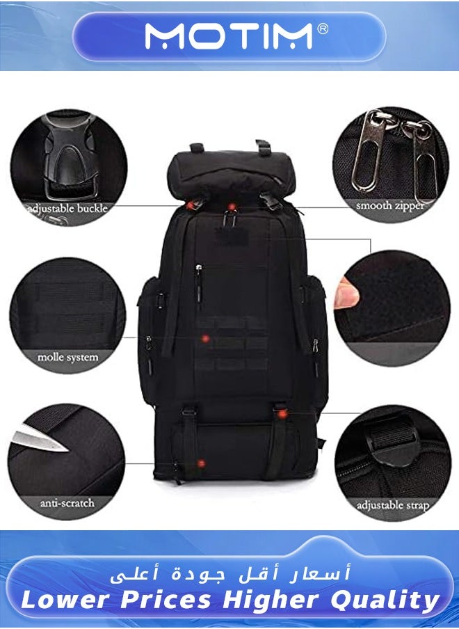 Black Backpack Multifunctional Oxford Hiking Backpack Large Capacity Waterproof Travel Bag Outdoor Sport Bag for Men and Women