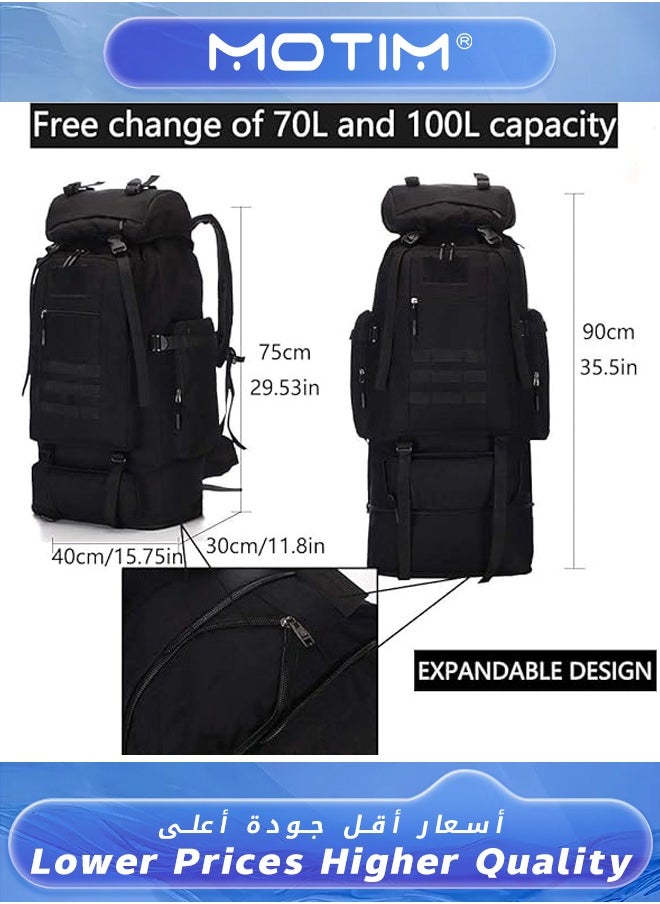 Black Backpack Multifunctional Oxford Hiking Backpack Large Capacity Waterproof Travel Bag Outdoor Sport Bag for Men and Women