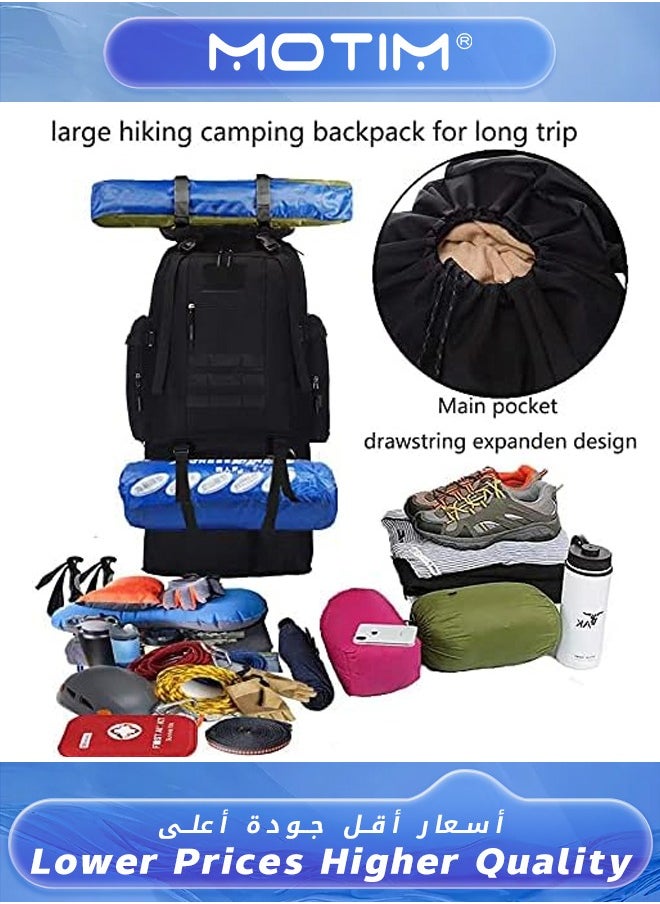 Black Backpack Multifunctional Oxford Hiking Backpack Large Capacity Waterproof Travel Bag Outdoor Sport Bag for Men and Women