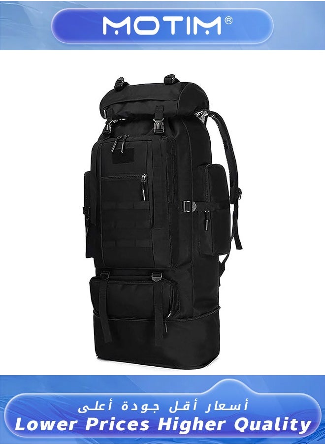 Black Backpack Multifunctional Oxford Hiking Backpack Large Capacity Waterproof Travel Bag Outdoor Sport Bag for Men and Women