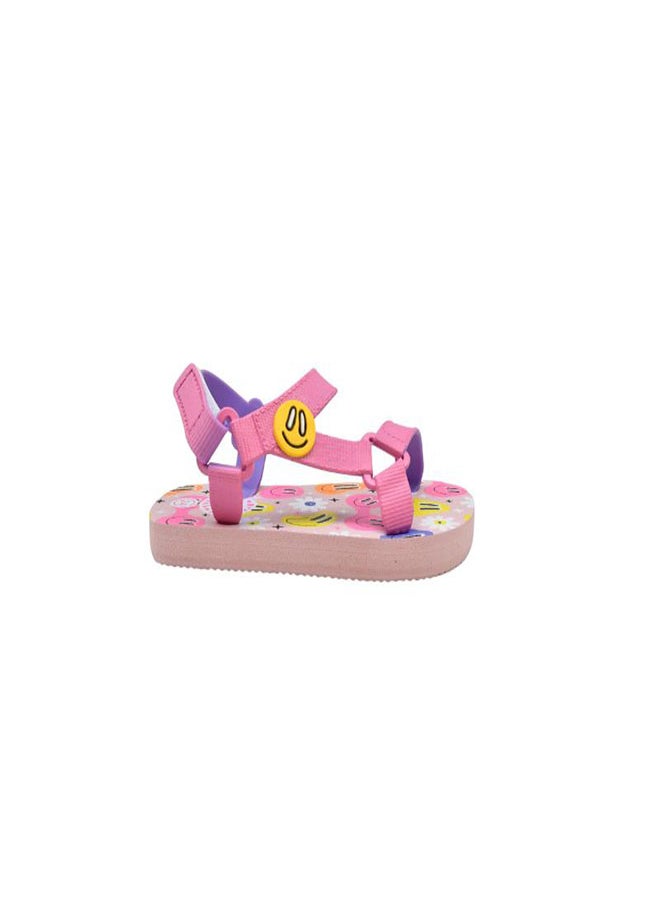 Smiles Print Everyday Wear Adjustable Back Strap Eva Sling Sandals For Girls Lightweight Easy To Wash And Anti-Slip Soles