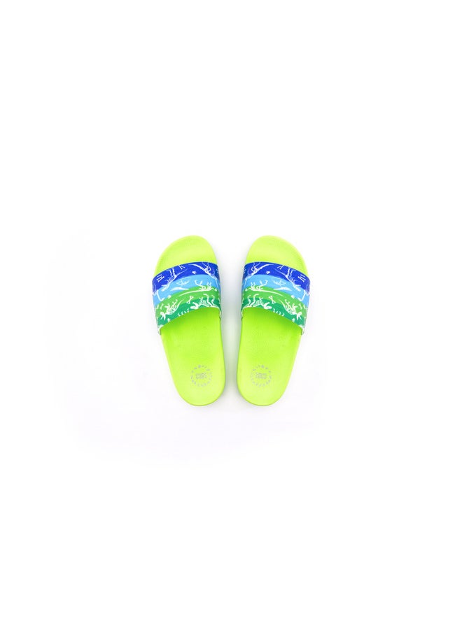 Dinosaur Print Everyday Wear Eco-Friendly Pvc Slides For Kids Lightweight Easy To Wash And Anti-Slip Soles