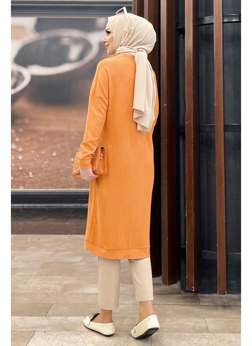 11430-ORANGE Crepe Cardigan