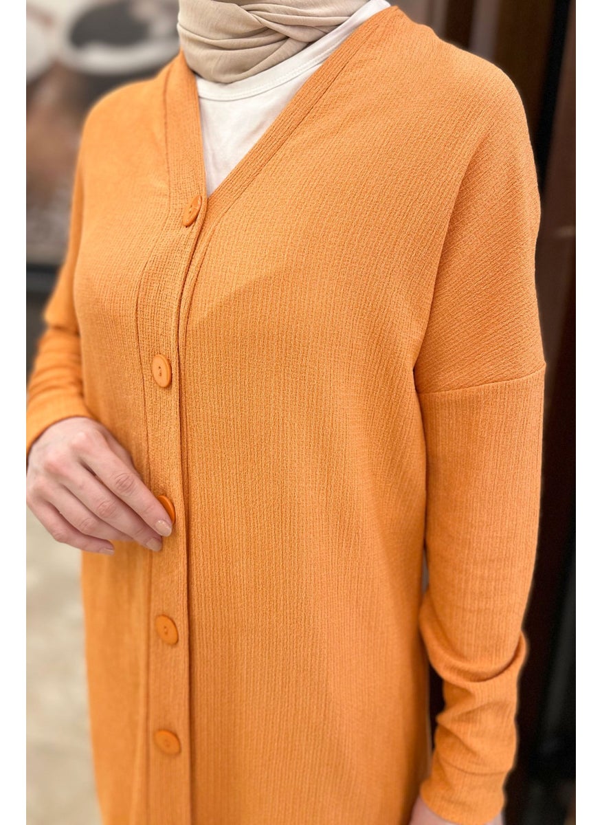 11430-ORANGE Crepe Cardigan