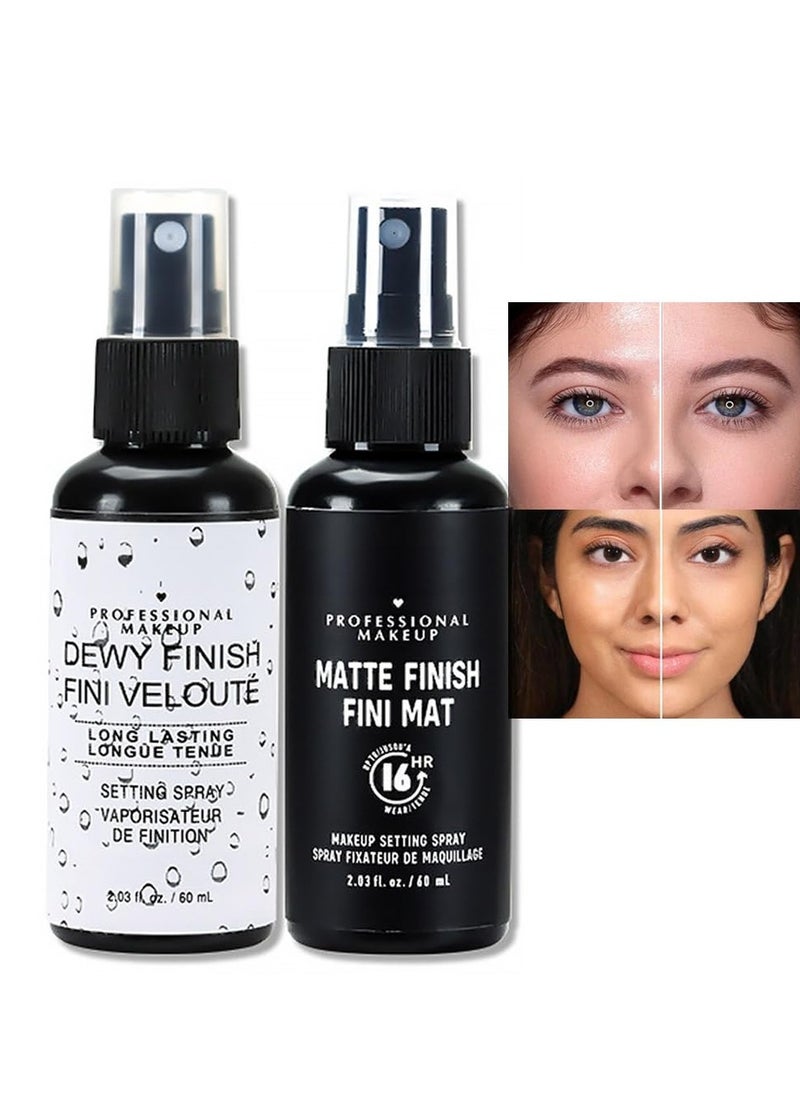 Face Setting Spray Set, 2 Pcs Glow Finish Hydrating Illuminating Setting Mist, Lightweight Long Lasting Refreshes Make Up Spray, Oil Control Setting Spray