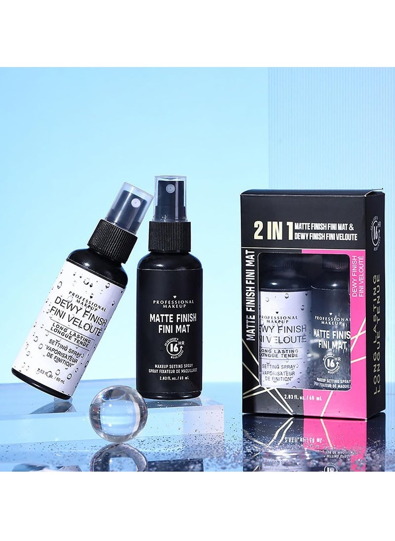 Face Setting Spray Set, 2 Pcs Glow Finish Hydrating Illuminating Setting Mist, Lightweight Long Lasting Refreshes Make Up Spray, Oil Control Setting Spray