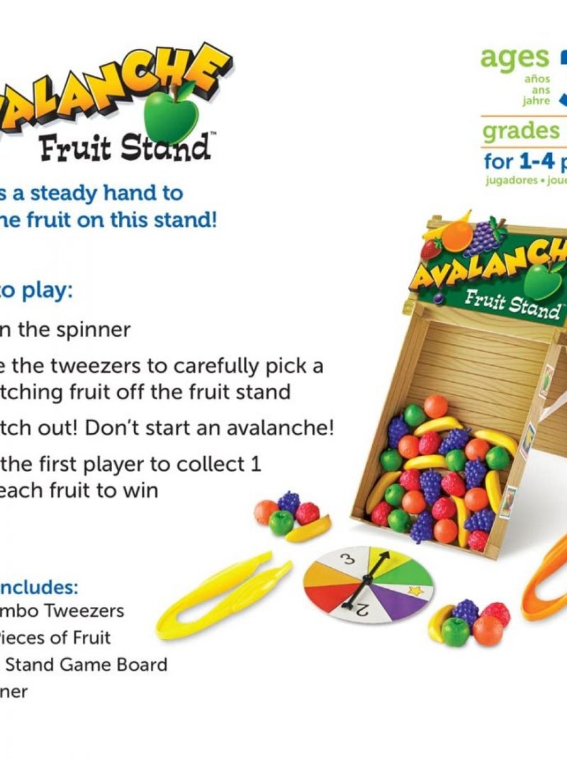 Learning Resources Avalanche Fruit Stand - 42 Pieces, Ages 3+ Toddler Learning Toys, Fine Motor/Grip Game, Develops Color Matching Skills, Preschool Toys