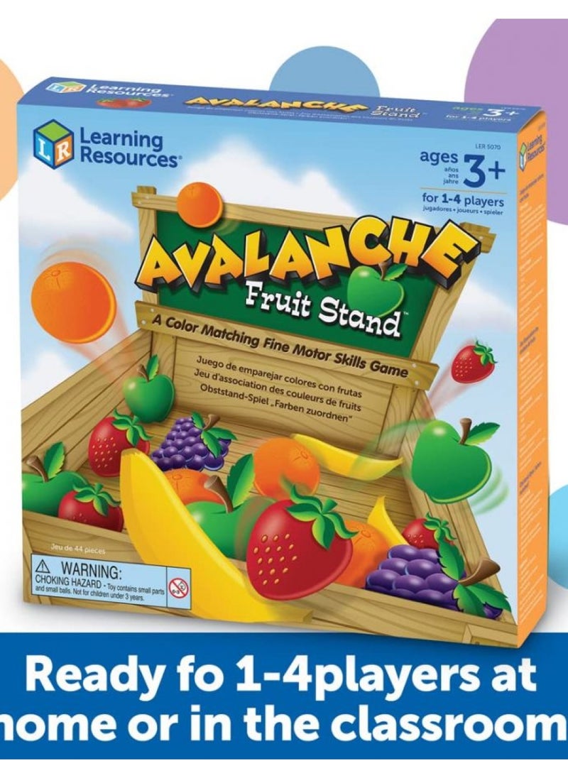 Learning Resources Avalanche Fruit Stand - 42 Pieces, Ages 3+ Toddler Learning Toys, Fine Motor/Grip Game, Develops Color Matching Skills, Preschool Toys