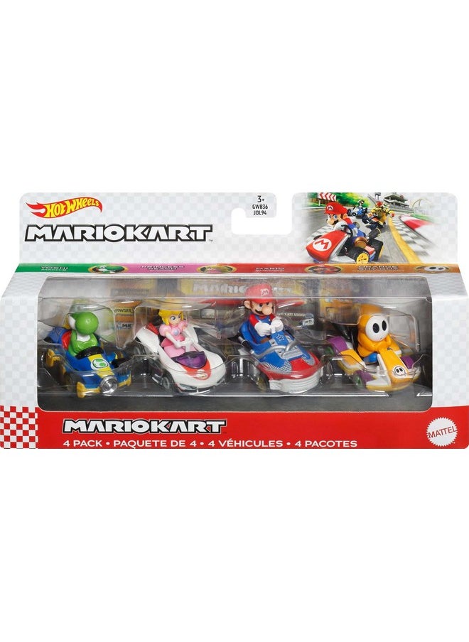 Mario Kart Toy Vehicle 4-Pack, Collectible Set Of 4 Fan-Favorite Characters Includes First-Appearance Orange Shy Guy