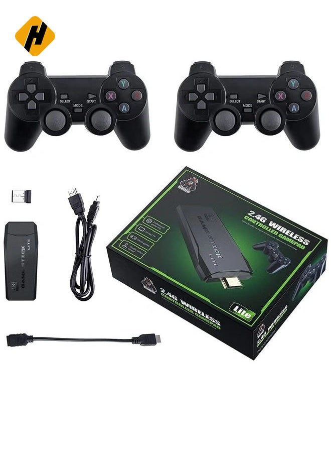 2.4G Wireless Controller Gamepad Console Stick Plug and Play Video Game Stick with 10000+ Games 9 Classic Emulators 4K High Definition HDMI Output for TV with Dual 2.4G Wireless Controllers