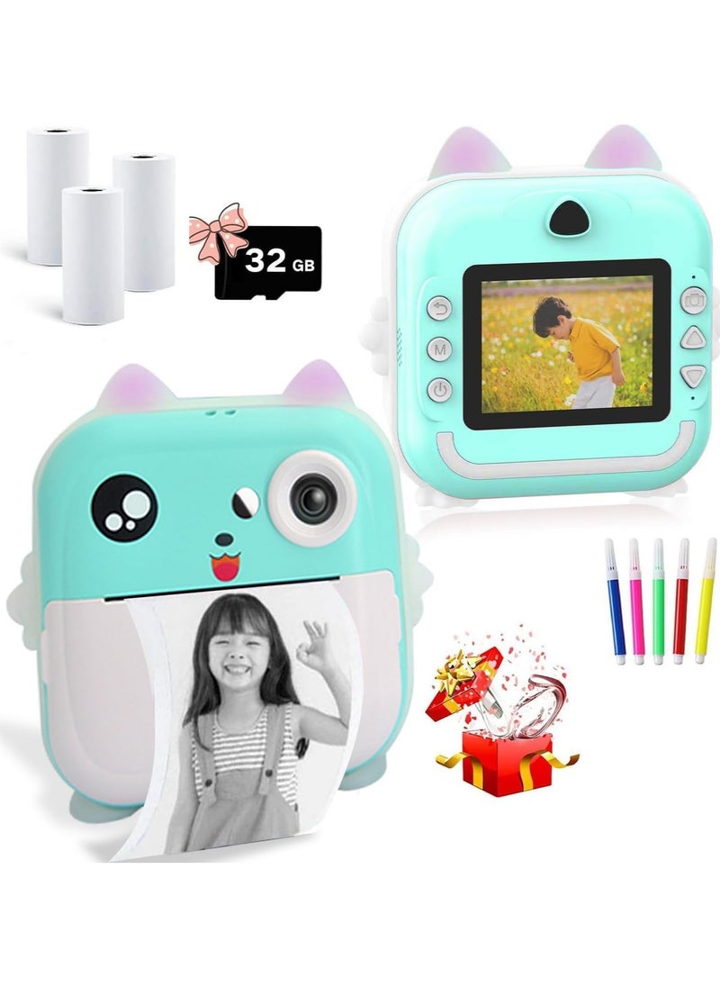 Kids Rechargeable Camera Instant Print, Mini Photo Printing Camera for Kids