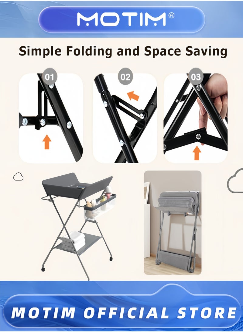 Folding Changing Table with Storage Compartment Baby Changing Table Storage Compartment Portable Shelf and Storage Basket