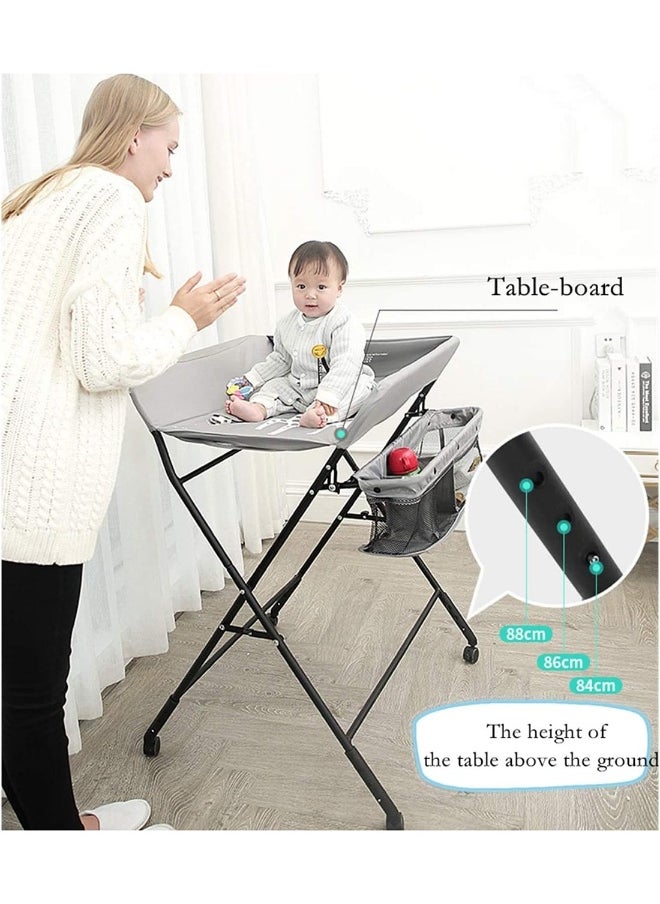 Foldable Baby Changing Table With Wheels And Storage Bag