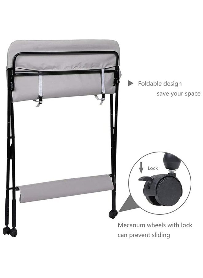 Foldable Baby Changing Table With Wheels And Storage Bag