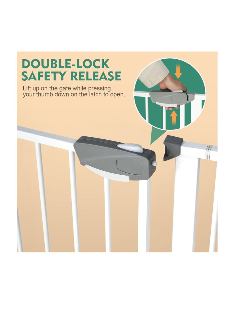 Auto Close Safety Baby Gate, Extra Wide Child Gate,Safety Gate for Doors and Stairs,Safety Door Fence, Stair Gate for Kids Toddlers, Doorway Stairway Guardrail, Kitchen Entrance Barrier for Pet Dog,Maximum Suitable For 144cm, Including 10cm, 20cm, 30cm Extension Rack(Gate+10/20/30cm Extension,75-144cm)