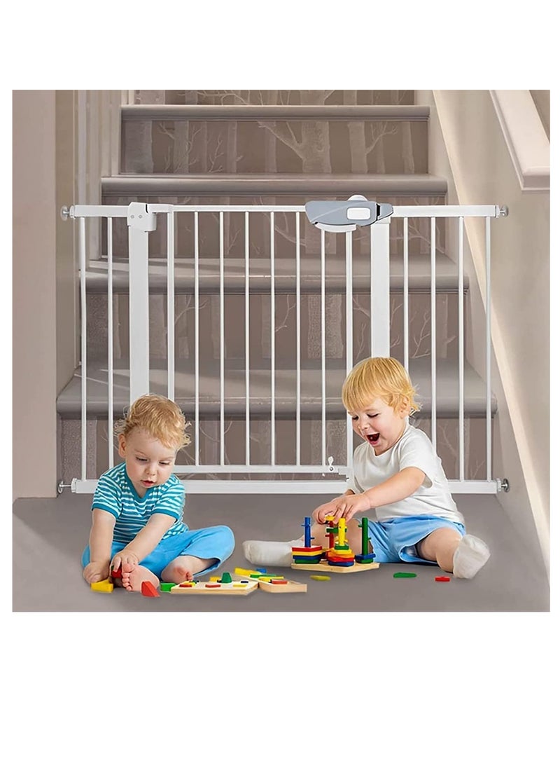 Auto Close Safety Baby Gate, Extra Wide Child Gate,Safety Gate for Doors and Stairs,Safety Door Fence, Stair Gate for Kids Toddlers, Doorway Stairway Guardrail, Kitchen Entrance Barrier for Pet Dog,Maximum Suitable For 144cm, Including 10cm, 20cm, 30cm Extension Rack(Gate+10/20/30cm Extension,75-144cm)