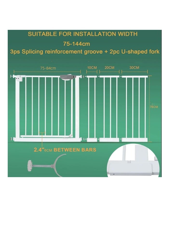 Auto Close Safety Baby Gate, Extra Wide Child Gate,Safety Gate for Doors and Stairs,Safety Door Fence, Stair Gate for Kids Toddlers, Doorway Stairway Guardrail, Kitchen Entrance Barrier for Pet Dog (gate,75-84cm)