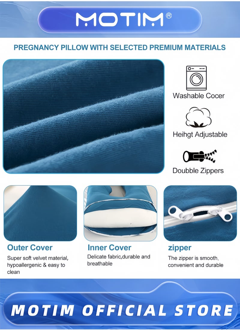 Pregnancy Pillow Full Body U-Shaped Pillow Maternity Support for Pregnant Women Nursing Side Sleeping with Washable Velvet Cover (80x120x180cm)