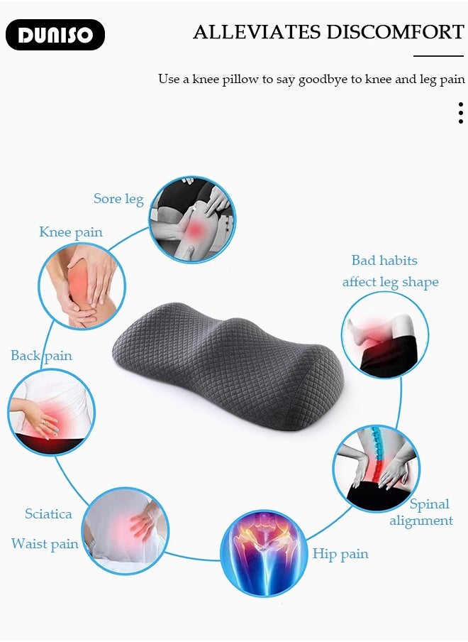 Memory Foam Knee Pillow,Knee Pillow Leg Elevation Wedge Pillow,Leg Pillows for Sleeping,Elevation Pillow for Relieve Sciatica, Back, Knee, Joint and Pregnancy Pain