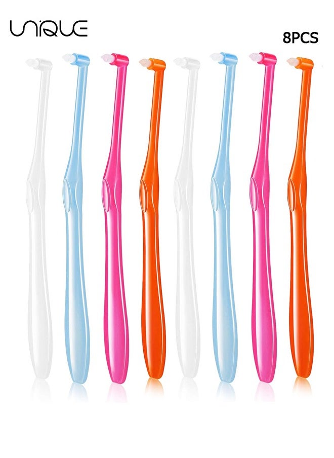 12 Pcs Tufted Toothbrush, Soft Interdental Brushes Tooth Stain Remover Trim Toothbrush Single Brush for Implants Teeth Detail Cleaning Supplies(Orange, Pink, White and Blue)