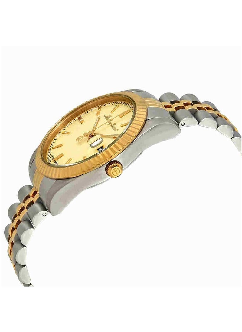 Mathy III Quartz Gold Dial Two-tone Men's Watch - H810BDI