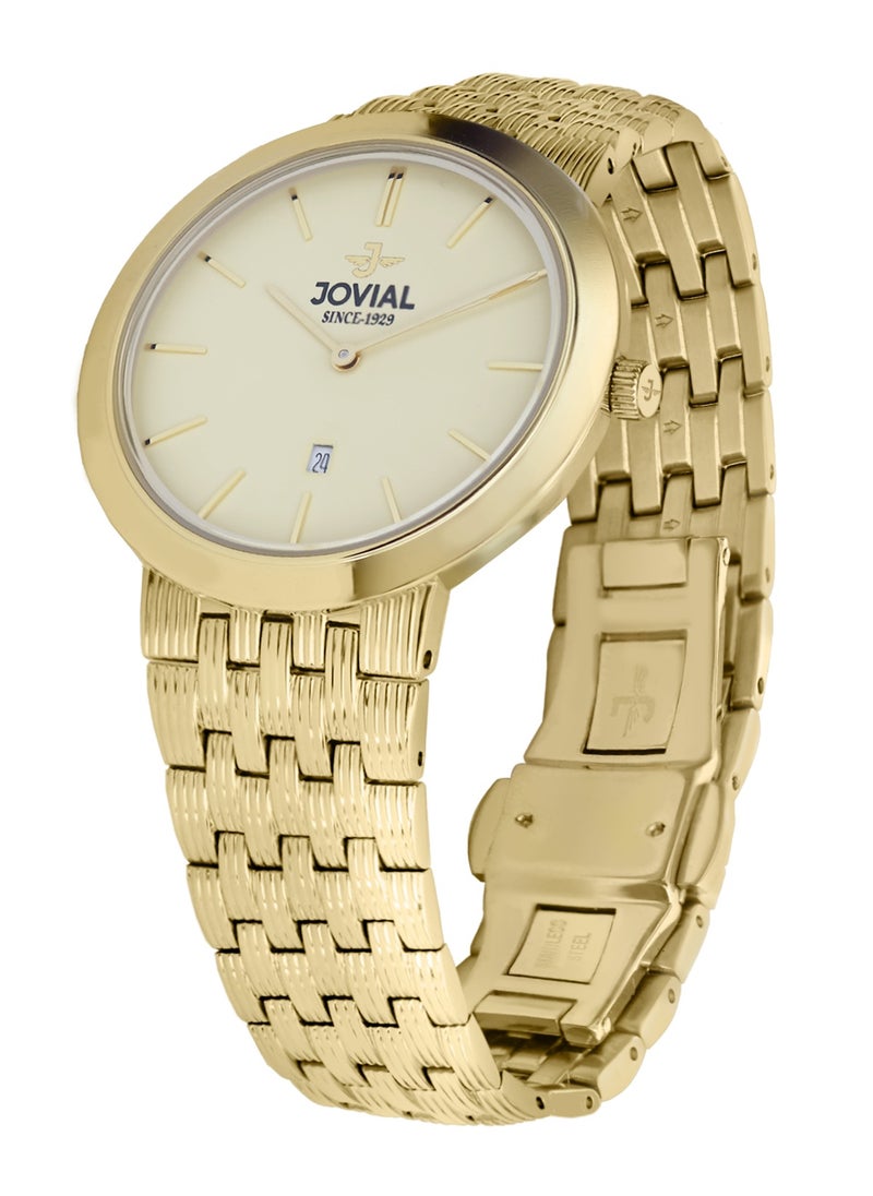 JOVIAL 1202GGMQ07E Men's Fashion Stainless Steel Watch, 41mm,Gold