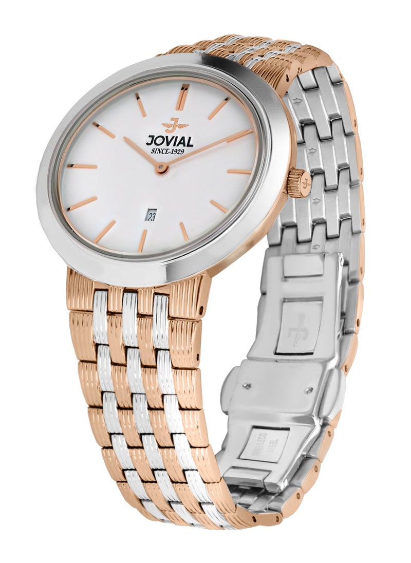 JOVIAL 1202GAMQ01E Men's Fashion Stainless Steel Watch, 41mm,White