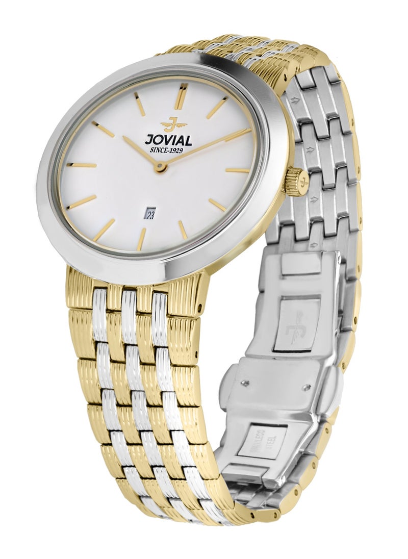 JOVIAL 1202GTMQ01E Men's Fashion Stainless Steel Watch, 41mm,White