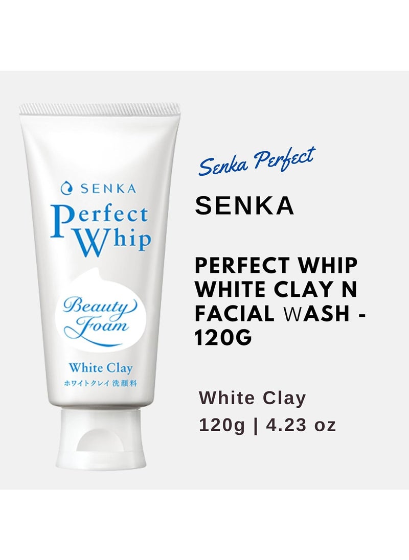 Senka Perfect Whip White Clay n Facial Ｗash 120 g,Pack of 2