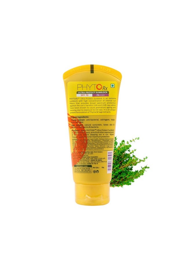 Professional Phytorx Ultraprotect Sunblock | Spf70 | Pa+++ | Uv Protection | Oil Free| Preservative Free | 50G
