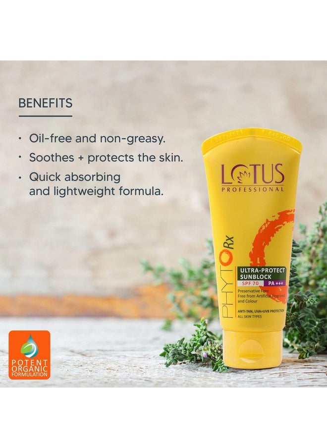 Professional Phytorx Ultraprotect Sunblock | Spf70 | Pa+++ | Uv Protection | Oil Free| Preservative Free | 50G